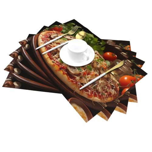 Set de table lavable PVC motif pizza résistant à la chaleur - 5