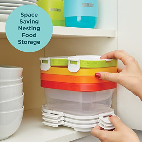 Zoku - Nested Food Storage Containers With Freezer Pack, Leak Proof With Airtight Lids, For Sandwiches, Lunches, Leftovers And More, Easy To Clean, Reusable, Bpa Free (Neat Stack) (11 Piece) #TOP4