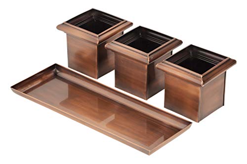 Indoor Succulent Herb Planter Pots Small Flower Cactus Planters Each Copper Pot Is 5 Inch Deep 5 Inch High Indoor Windowsill Plant Container For Planting With Drainage Tray Gar625 #TOP1