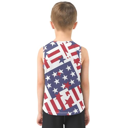 JUNZAN American Flag Theme Boys Tank Tops Sleeveless Summer Vest Tee Boys Workout Shirts for Soccer Teenis Exercise Beach 3T3