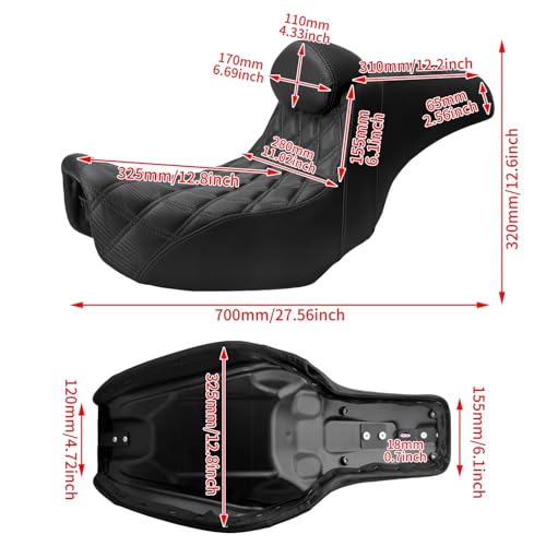 Cojines de respaldo para asiento pasajero Dyna Low Rider moto 7