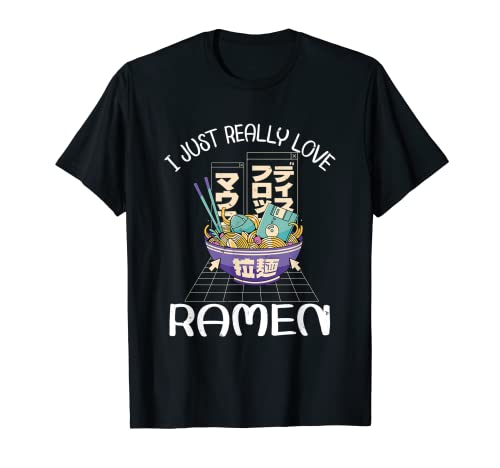 Japonés 90's Computer Ramen Realmente amo Ramen Camiseta