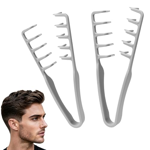 2Pack Professional Wide Tooth Texture Comb Volumizing Hair Styling Tool for Men & Women | Root Lift & Detangling Comb for Curly Hair | Hair Styling Essential (Gray)