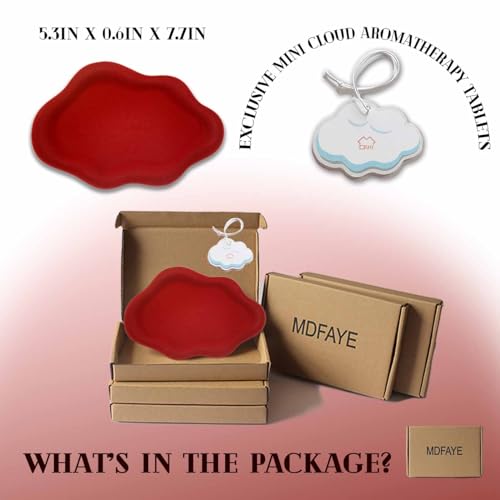 Image of Jewelry Dish Trinket Tray for Women, Ring Dish Holder, Unique Cloud Shape Ceramic Plate Cute Things Vanity Aesthetic Room Decor Mother's Day Birthday (Flocked Scarlett)