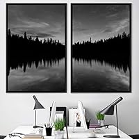 2 Piece Framed Canvas Wall Art Black and White Scenery Canvas Prints Home Artwork Decoration for Living Room,Bedroom - 16