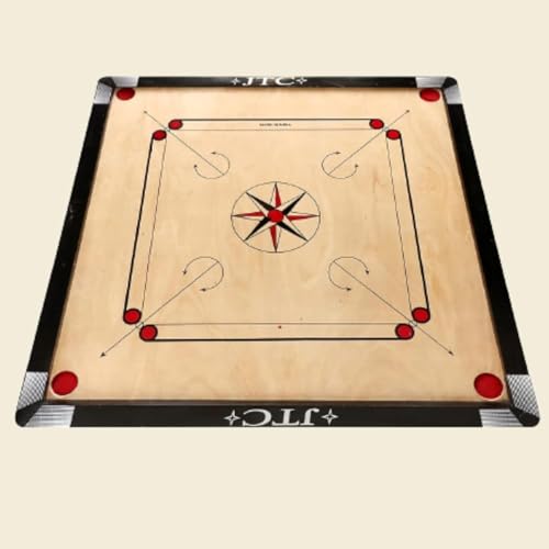 Image of KMT 32 Inch Carrom Board Full Size Matte Finish | Smooth Playing Surface | Assam Plywood| Indoor Board Game for Kids & Adults | Family Recreation & Skill Practice (32 x 32 Inches with Stand Style D)