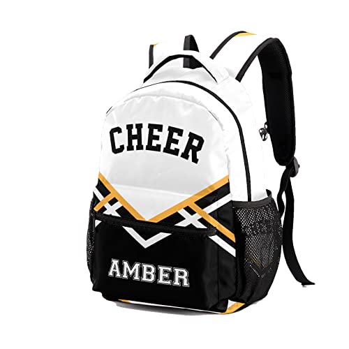 Cheerleaders Yellow Black Backpack with Name Text Custom Laptop Bag for Work Travel Office2