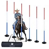 inoreal 6 Pcs Pole Bending Poles with Weighted Base for Horses, Adjustable Equestrian Sports Training Equipment for Horses, Agility Poles for Horses, Soccer, Football, Dog