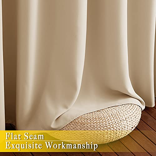 NICETOWN Room Darkening Extra Wide Curtain 102 inch Length, Grommet Thermal Curtain Voice Reducing Window Treatment for Sliding Glass Door/Bedroom, Biscotti Beige, W80 x L102, 1 Panel