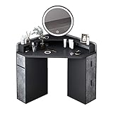 Juego de mesa de maquillaje de tocador multifuncional: si quita la parte superior del juego de mesa de maquillaje de tocador, puede usarlo como escritorio. Este es un juego de tocador súper funcional