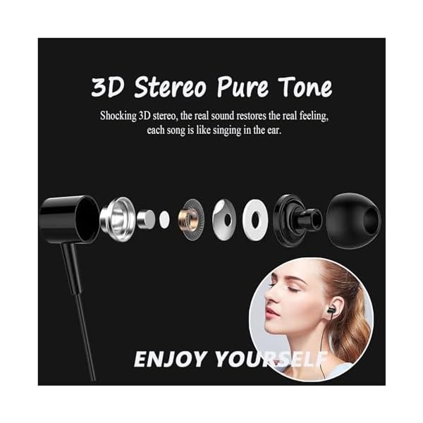 Wired Headphones in-Ear Earbuds with Microphone, Noise-Isolating Stereo Sound, Heavy Bass, Comfortable Ergonomic Design, Compatible with All 3.5mm Devices, for Running, Office & Travel, 2 Pack - Image 6