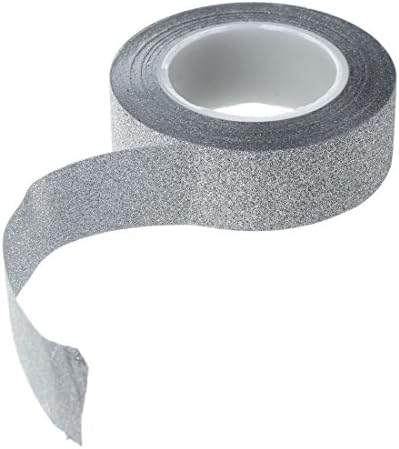 Binchil 2 x 10M Glitter Washi Tape Stick Self Adhesive Decorative Decora Craft DIY Paper silver