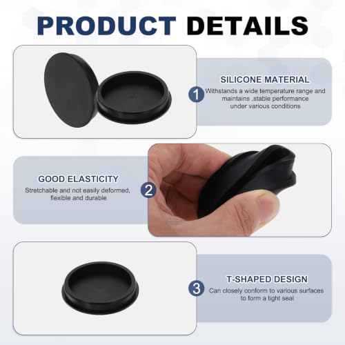 Image of MECCANIXITY 4pcs T-Shaped Silicone Plugs 108.6mm 4-9 /32 Inch Dia, Black | Snap in Plug Hole Seal Cover Round Rubber Stopper for 107-108.6mm Holes Kitchen Rubber Bulkheads Waterproof Sealing