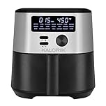 Kalorik MAXX Digital Air Fryer, 4 Quart, 7-in-1 Oilless Air Fryer, Deluxe LED Display + 21 Smart Presets, Includes Recipe Book and 4 Accessories - Stainless Steel