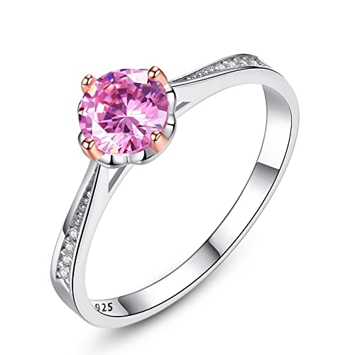 Bague Feng Shui en argent 925 et topaze rose artificielle, bijou solitaire femme de luxe