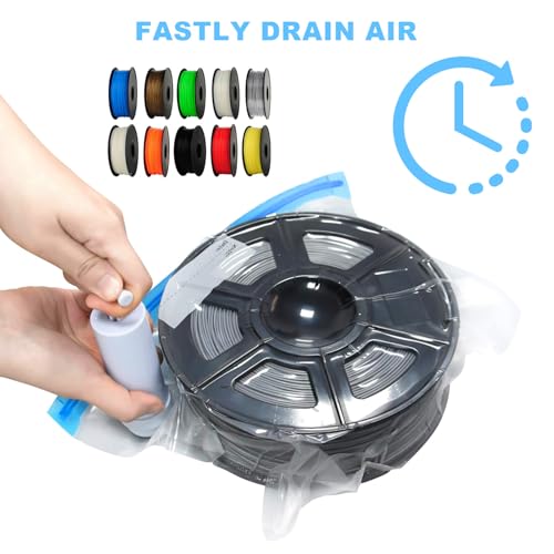 Filament Vakuumbeutel Kit, 20 Stück Wiederverwendbare Vakuumbeutel 34 x 30cm, feuchtigkeitsbeständige Aufbewahrungstasche, 20 Dichtungsclip, 25 Feuchtigkeitsanzeigekarten, 1 Handpumpe