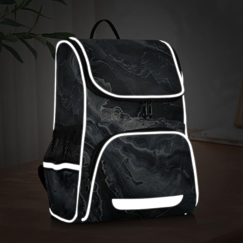 Mochila infantil de mármol negro contra dolores de espalda y caídas con portátil 5