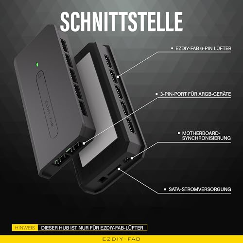 EZDIY-FAB Hub para ventiladores RGB de 10 puertos, compatible con ventiladores RGB de 6 pines y dispositivos ARGB, con cable SATA - imagen 2