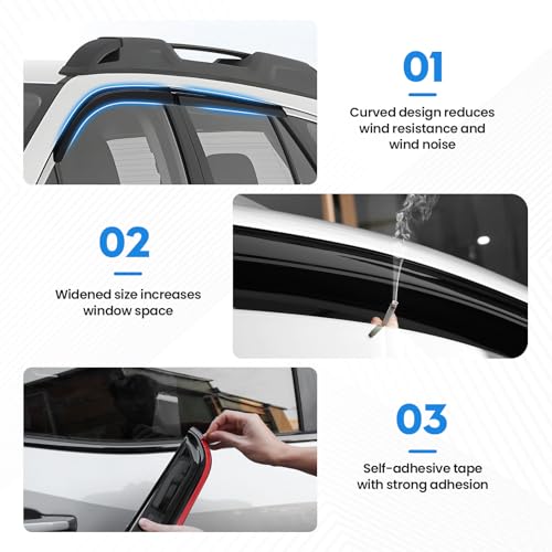 Image of Outback Rain Guards - Window Visors for Subaru Outback Premium Limited Touring 2020-2025, Out-Channel Side Window Rain Guards for Outback Accessories, 4PCS, Black, Car Accessories