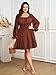 SCOMCHIC Womens Plus Size Dresses Long Sleeve Square Neck Smocked Casual Ruffle A-Line Flowy Fall Mini Milkmaid Dress Rust