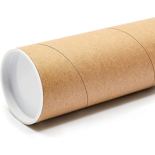 image for Juvale 10-Pack Mailing Tubes & Caps - 3 x 7 in Brown Mailer - Durable 