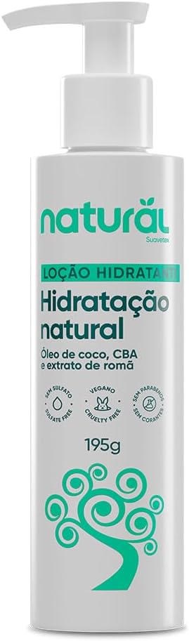 NATURAL Loção Hidratante com Óleo de Coco, CBA e Extrato de Romã – Hidratação Profunda e Intensa – Todos os Tipos de Pele – Vegano – 195g