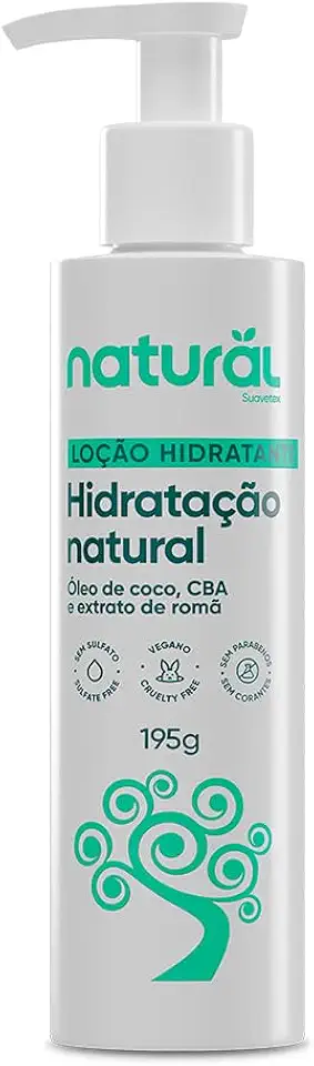 ORGÂNICO NATURAL Loção Hidratante Natural com Óleo de Coco, CBA e Extrato de Romã - Hidratação Profunda e Intensa - Todos os Tipos de Pele - Vegano - 195g