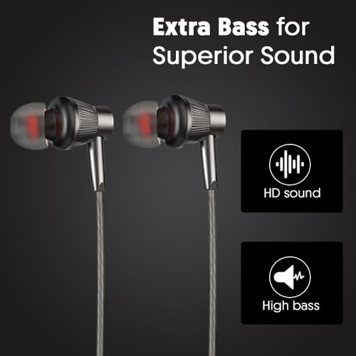Image of Audify Type-C Wired Earphones Silicone Earmuff, Rich Bass, Clear Sound, Magnetic Buds, Inbuilt Mic, One-Button Control, Wire, Tangle Free, Compatible with iPhone 17 /16 /15 Series (Metallic Black)