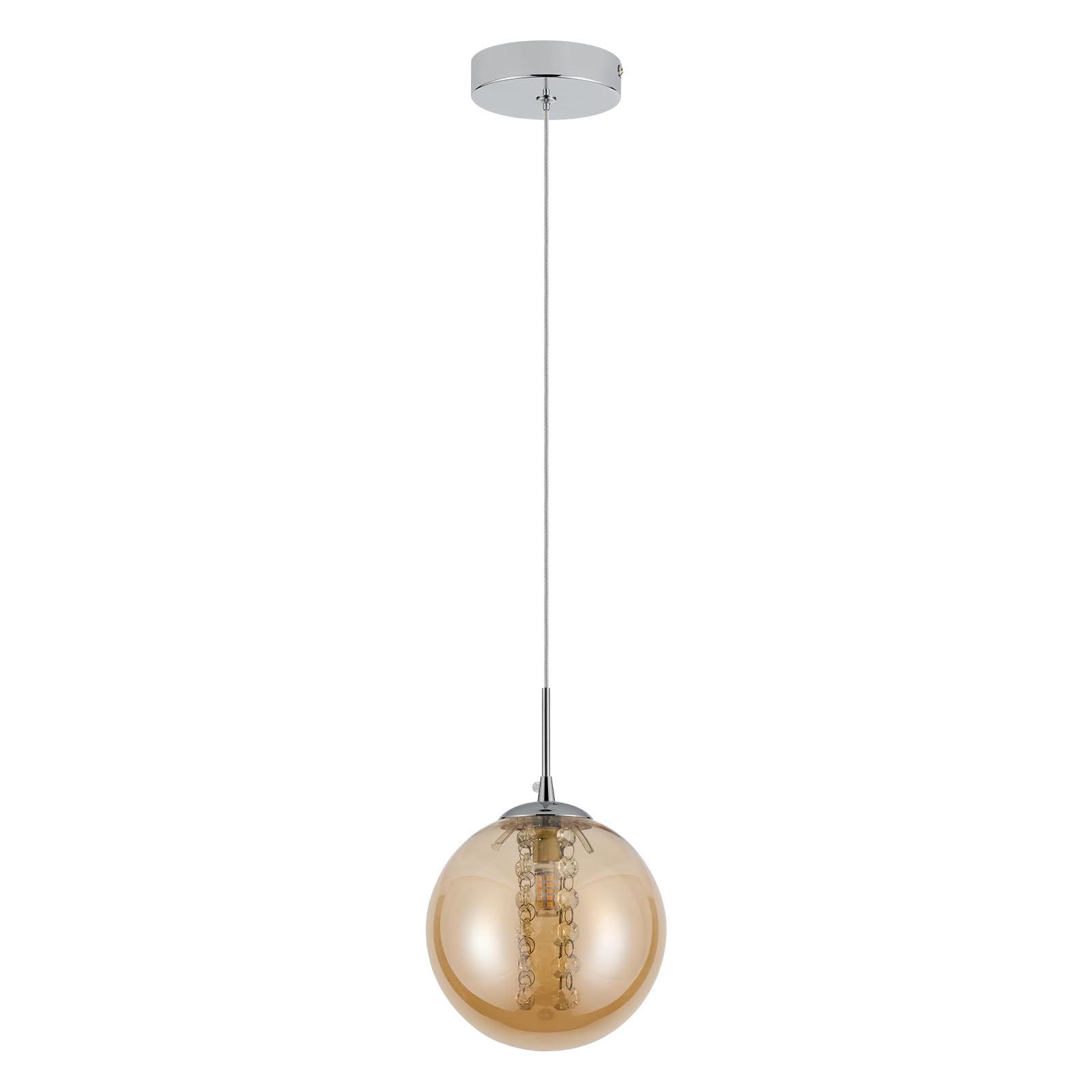 CBJKTX Pendelleuchte Glas Hängelampe Modern - 1 Flammig Bernstein Esstischlampe 120CM Höhenverstellbar G9 Nachttisch Hängeleuchte Pendellampe für Esstisch Schlafzimmer Esszimmer Bar