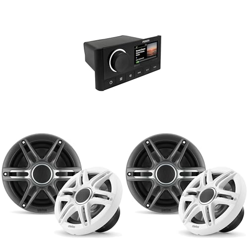 Fusion MS-RA670 Apollo Source Unit w/ (2 Pair) Clarion CMSP-651-SWG Premium 6.5-inch Coaxial Marine Speakers (Includes White & Gray Sport Grilles)