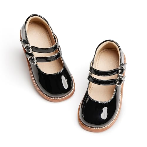 Image of GINFIVE Toddler Girls Dress Shoes Little Kids Flats School Mary Janes Shoes