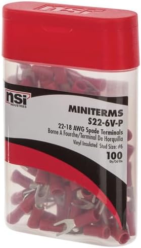 22-18 Awg Insulated Spade Term No. 6 Stud - Pack of 100