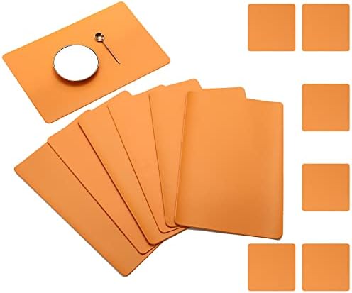 BECHEN Christmas Placemats Set of 6 Vinyl Woven Non-Slip Placemats Washable Easy to Clean Table Mats for Dining Table (45cm X 30cm, Snow Silver)
