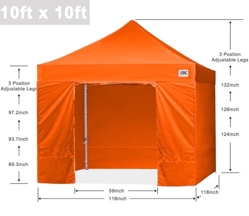 Image of ABCCANOPY Commercial Pop Up Canopy Tent with Sidewalls 10X10,Orange