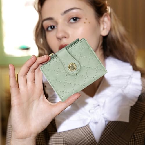 Image of FALAN MULE Small Wallet for Women Bifold RFID Blocking Leather Card Holder with Zipper Coin Pocket