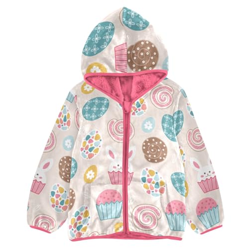 OTVEE Easter Cupcake Rabbit Eggs Kids Hoodie Jacket Fall Spring Full Zip Warm Outwear Coat