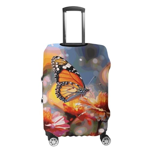 Bloom Flower And Butterfly Printed Luggage Cover Protector, Fits 18-32 Inch Luggage4