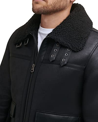 Levi's Men's Faux Shearling Rancher Aviator Jacket, Black, Medium4
