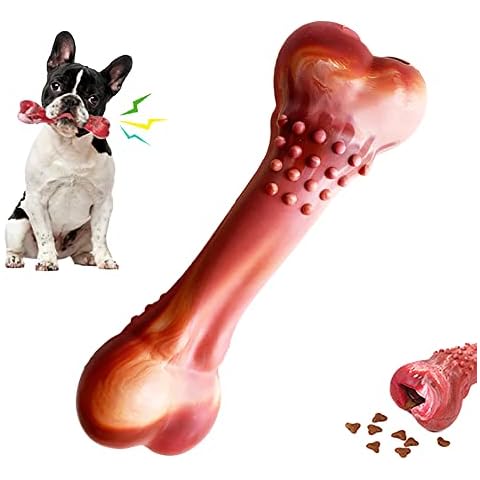 Annalovic Dog Chew Toys for Aggressive Chewers, Durable Milk Flavor Dog Chew Bones, Toy Meat Bones That Can Make Sounds, Food Inside Dog Toy (X-Large-Milk, 1-pcs) Cover