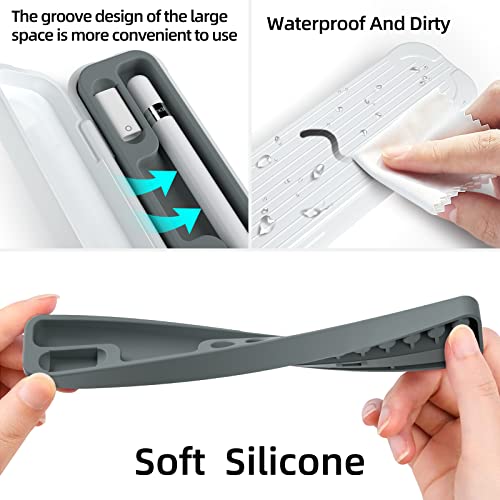 Image of Magnetic Carrying Case Compatible with Apple Pencil 2nd Generation and 1st Gen Pencil and Samsung Galaxy S-Pen Series, Pencil case Consists of Hard PC Shell and Soft Silicone Inner (Gray)
