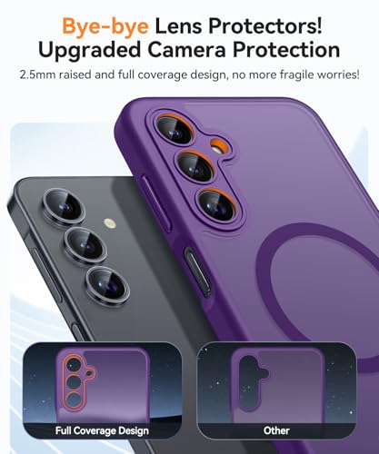 Image of CANSHN Designed for Samsung Galaxy A16-5G Case [Full Camera Protection] [Compatible with Magsafe] Translucent Matte Back Protective Phone Cover, Deep Purple