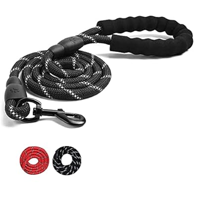 MKEK 5FT Strong Dog Leads Slip Lead with Relaxing Soft Padded Anti Slip Handle, Dog Leashes Highly Reflective Threads Dog Leads for Small Dogs Only, (Thickness 0.8mm, Black)