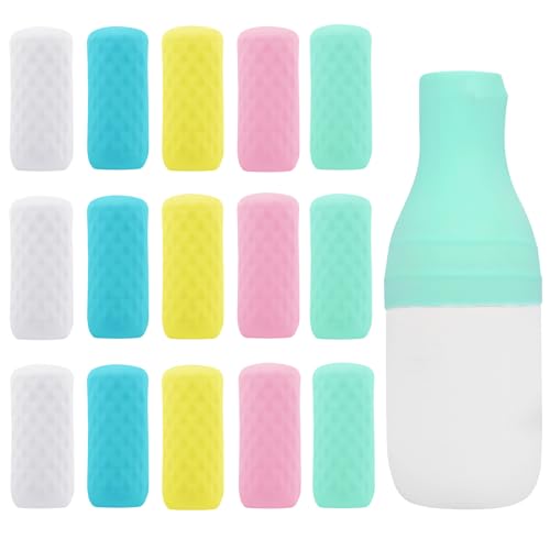 FOROUME 15 Pack Travel Essentials Accessories Silicone Bottle Covers, Cruise Essentials, Beach Vacation Essentials for Women Men, Elastic Sleeves for Leak Proofing, Fit Travel Size Bottles Toiletries