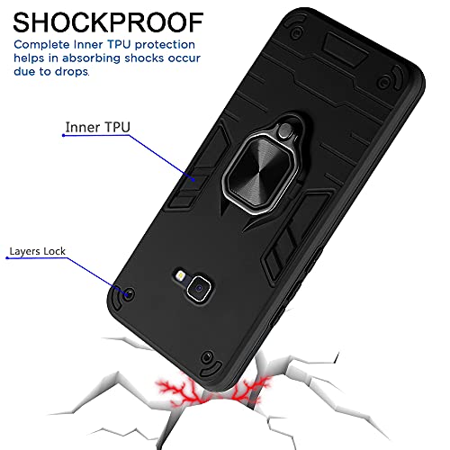 Image of Pikkme D5 Tough Armor Bumper Back Cover Case for Samsung Galaxy J7 Prime |Ring Holder & Kickstand in-Built (Black)