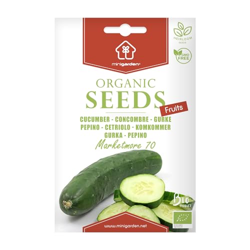 Concombre 'Marketmore 70', Graines certifiées biologiques prêt à Pousser Minigarden, 100% Naturelles sans Propagateurs Chimiques ni Génie Génétique, inclut entre 20 et 30 graines