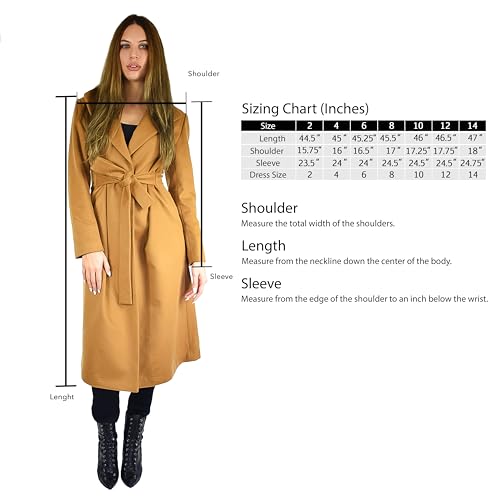 Cashmere Boutique: Women's Full Length Belted Coat in 100% Pure Cashmere (Color: Camel, Size: 14)4