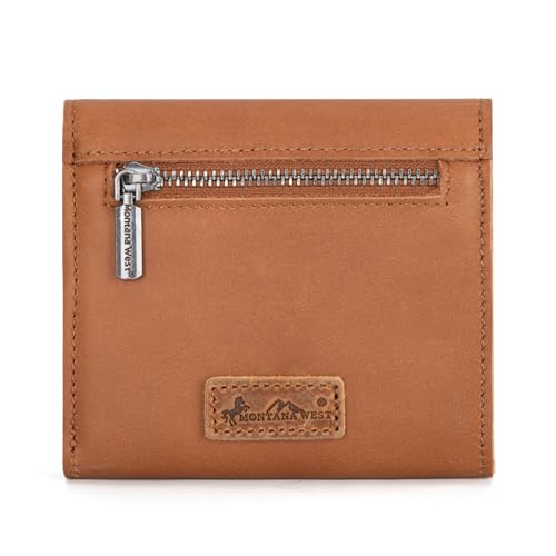 Montana West Small Brown Wallets for Women Ladies Female Compact Leather Card Cases & Money Organizers Rfid Blocking Trifold Little Wallet and Zipper Coin Pocket2