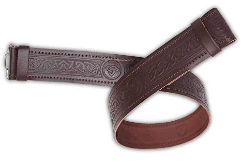 AAR Leather Kilt Belt Scottish Embossed Highland Brown without Buckle Size (Large)