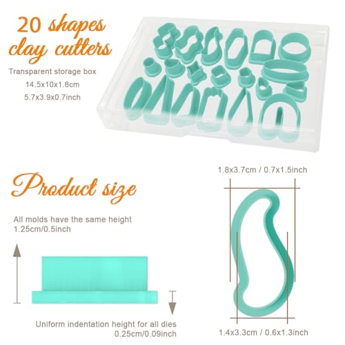 Image of ORIGACH 15 Pcs Dangle Shape Polymer Clay Cutters Set Basic Earring Clay Cutter DIY Craft Supplies Clay Sculpting Tools for Earring and Jewelry Making