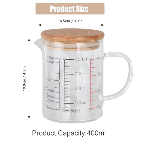 Image of 400ml /13.52oz Microwave Safe Glass Measuring Cup | Heat Resistant Borosilicate, V-Shaped Spout, Clear Scale, Multipurpose for Kitchen, Coffee & Yogurt(400ml /13.52oz)